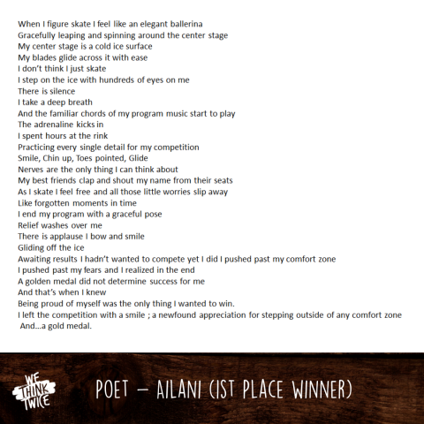 Poetry Contest First Place Winner - Ailani